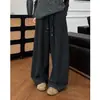 Calça Casual Cinza Escuro Scimitar com Cintura Elástica para Mulheres Outono e Inverno 2025 Nova Cintura Alta Efeito Emagrecedor Calça Esportiva com Caimento