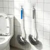 Escova de vaso sanitário para uso doméstico, escova de vaso sanitário multifuncional para banheiro, escova de limpeza de vaso sanitário com cabo longo, montada na parede para vasos sanitários agachados