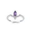 Novo Produto Anel Elegante de Prata de Lei S925 Ametista em Forma de Gota Moda Feminina Design de Nicho Estilo Luxo Acessível Ins