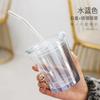 Vaso de Vidrio Ligero Arctic Straw Simple con Tapa Vaso Doble para Té con Leche Vaso para Agua Explosiones de Celebridad de Internet con Taza de Café Venta al por Mayor