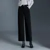 Pantalones de pana de chenilla de cintura alta de pierna ancha para mujer, nuevo estilo Otoño/Invierno 2026, pantalones casuales holgados de pierna recta cropped
