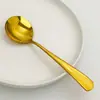 Cuchara Redonda Moderna de Acero Inoxidable para Uso Doméstico, Cuchara para Comer, Cuchara para Sopa, Cuchara para Fruta, Cuchara para Sandía, Cuchara para Postre de Té de la Tarde