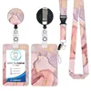 Cordão de Poliéster para Transferência de Calor Transfronteiriço Chaveiro Floral de Mármore com Clipe de Cordão Fivela de Puxar Fácil Capa de Identificação em Gradiente