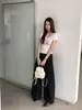 Pantalones Casuales de Pierna Ancha de Cintura Alta con Lunares de Moda Yi Er Shan Super Moldeadores de Pierna Versátiles Largos para Mujer YE081