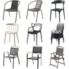 Mesas e Cadeiras de Rattan para Exterior, Cadeiras de Rattan Sintético, Conjunto de Mesa e Cadeiras com Guarda-sol para Cafeteria e Loja de Chá de Ferro Forjado para Pátio, Conjunto de Cinco Peças para Lazer ao Ar Livre
