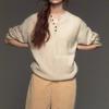 Suéter de Lana de Punto Único Estilo Francés con Cremallera y Cuello Medio Abierto Ropa de Abrigo para Mujer de Principios de Otoño con Cuello Henry