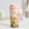 Caneca de café térmica Lírio-do-vale, aço inoxidável 316, elegante e leve, adequada para mulheres, copo de dupla finalidade, garrafa de água portátil com alça