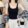 Camisola vintage de tirantes finos con espalda en forma de I para mujer, nuevo estilo 2025, prenda exterior con almohadilla en el pecho, top interior deportivo blanco