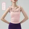 Ropa de yoga top de encaje de un hombro cuello cuadrado almohadillas fijas en el pecho espalda bonita para yoga ropa deportiva para fitness ejercicio de Pilates