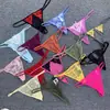Ropa Interior Sexy Sin Costuras de Seda de Hielo Europea y Americana para Mujer Algodón Puro en la Entrepierna Borde de Encaje Tanga Triangular Caliente de Cintura Baja con Cordones