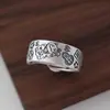 Anel Gato da Sorte para Mulheres, Estilo Nicho de Luxo, Anel Aberto Largo Ajustável com Moeda Auspiciosa, Anel para Dedo Indicador Estilo Chinês