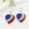 Día de la Independencia de Estados Unidos Usa Alas Pendientes de Aleación de Zinc Pendientes de Bandera Rayada Roja, Blanca y Azul Colgante en Forma de Corazón