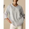 Comércio Exterior Amazon Transfronteiriço Roupas Femininas Europeias e Americanas Estilo Verão e Outono Gola Lapela Solto Casual Estilo Relaxado Manga Três Quartos Cor Sólida Top