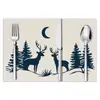 Nuevos Manteles Individuales de Invierno y Navidad Decorativos con Estampado de Renos Navideños Aislantes Venta al por Mayor de Posavasos para Mesa de Cocina Transfronterizos