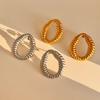 Pendientes de Aro Lisos Vintage Dazan al por Mayor Estilo Europeo y Americano Acero de Titanio Galvanizado con Oro Real de 18K Pendientes Huecos Irregulares en Relieve