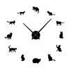 Lindo reloj de pared con esfera de gato 3D para oficina, sala de estar, dormitorio, porche, reloj de pared decorativo, reloj espejo al por mayor