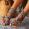 Sandalias Planas Decoradas con Mariposas para Mujer 2026 Verano Nuevas Sandalias de Tela de Mariposas Coloridas Ligeras Slip-On