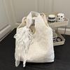 Bolsa de Lona com Renda de Flor Estilo Coreano Fresco Feminina Grande Capacidade Bolsa de Ombro Tote Fada Gentil Bolsa de Braço para o Trabalho