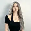 Pelucas Sintéticas Estilo Europeo y Americano para Mujer, Peluca Completa Larga Rizada Onda de Agua con Flequillo, Rizos Pequeños, Pelucas de Fibra de Alta Temperatura
