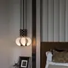 Candelabro de Lujo Ligero Estilo Italiano para Dormitorio, Lámpara de Mesita de Noche, Lámpara Modelo de Hotel, Candelabro de Mármol Natural, Lámpara Colgante en Forma de Cuerno