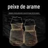 Rede de proteção para peixes de arame de aço dobrável, cesta anti-pendurada para peixes, bolsa de rede de proteção para pesca, redes de pesca, equipamentos de pesca, suprimentos de pesca, rede de proteção para peixes carregada de metal
