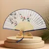 Acessórios Estilo Chinês Hanfu Leque Dobrável Leque de Dança Verão Portátil Pano de Seda Pintura de Flores e Pássaros Leque Novo Estético Chinês