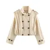 AliExpress Transfronterizo 2026 Nuevas Llegadas de Primavera Ropa para Mujer Color Sólido Casual Simple Plisado Gabardina Corta 5063701