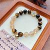 Pulsera de Cristal Huangta Nueva para Mujer Pulsera Simple Nueva China Retro con Cuentas de 8 mm Pulsera Marca Flor Fortuna