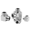 Conector de acero inoxidable 304 engrosado de alta presión de doble rosca interna y externa en ángulo recto CNC de acero inoxidable 304