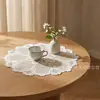 Blanco Hueco Redondo Encaje Flor Mantel Individual Posavasos Mantel Mesa de Café Mesa de Noche Tela Decorativa de Cubierta