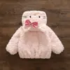Abrigo elegante para niñas de otoño e invierno con forro de polar, nuevo suéter con capucha de dibujos animados para niños, top grueso estilo princesa