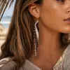 Pendientes Bohemios Largos con Borlas de Cuentas para Mujer, Pendientes de Estilo Étnico Negros, Blancos y Marrones, Accesorios de Vacaciones Europeos y Americanos al por Mayor