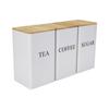 Set de tres piezas para Té, Café y Azúcar con Tapa de Bambú en Cajas de Hojalata para Té, Café, Té de Frutas y Dulces