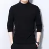 Nuevo suéter de manga larga de terciopelo de doble cara para hombre, primavera y otoño 2021, estilo coreano juvenil, ajuste slim, color liso, cuello alto, prenda interior
