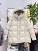 Nueva Chaqueta de Plumón para Mujer Estilo Coreano Suelta con Capucha para Invierno 2026, Abrigo Puffer Grueso de Relleno de Plumón de Pato Blanco de Longitud Media