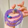 Pulsera de Múltiples Círculos Happy Planet de Alta Calidad con Diseño de Amatista y Citrino Natural
