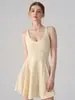 Vestido jacquard transfronterizo de cuello en U con copas fijas, que presenta un hermoso diseño en la espalda, sexy y seductor, adecuado para deportes, fitness y yoga, un vestido corto de una sola pieza para mujer