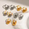 Pendientes de acero inoxidable de doble aro de moda personalizados transfronterizos, pendientes de aro simples y versátiles de oro de 18 quilates con diseño de cuadrado hueco, que conservan el color
