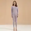 Conjunto de Ropa Interior Térmica de Otoño con Cuello Medio para Mujer, Algodón Puro, Delgado, Amigable con la Piel, Transpirable, Capa Base Ajustada, Ropa Interior Cálida para Mujer