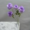 Rosa de calola de 4 cabezas y ramas altas, multicabezal, flor artificial para boda, decoración de boda, flor falsa, venta al por mayor transfronteriza