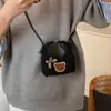 Bolsa de Oso Niña con Pelo de Cordero de Dibujos Animados Nueva Mini Bandolera Otoño e Invierno Nicho Versátil Bolso Cruzado de Peluche para Niños