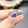 Anillo de Tanzanita Natural Popular al por Mayor de Fábrica Plata S925 Incrustado con Piedra Principal 4*6 Joyería de Lujo Venta Directa de Fábrica