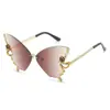 Gafas de sol sin montura con borde de diamantes en forma de mariposa, nuevas, transfronterizas, de Shein, para mujer, moda europea y americana, personalidad exagerada