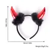 2025 Nova Tiara de Chifre para Halloween Vermelha e Preta Adereço de Cabeça de Diabo Acessórios de Cabelo Divertidos para Festa de Feriado Tiara DIY para Crianças