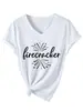 Petardo Amazon Ebay Sitio Independiente Moda Versátil Casual Camiseta de Manga Corta con Cuello en V para Mujer Camiseta Básica