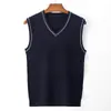 Chaleco de punto de lana con cuello en V transfronterizo para hombre, camiseta sin mangas de lana, suéter de punto sin mangas casual de negocios, chaleco