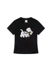 Camiseta Manga Curta Estilo Coreano Ombro Reto Bolinhas Bordado Cachorro Verão Feminino Senso de Design Emagrecedor Versátil Gola Redonda Top