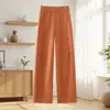 Pantalones de pierna ancha de lino Tencel de alta gama para mujer Verano 2026 Delgados de cintura alta Holgados con caída Ropa de trabajo Casual Rectos