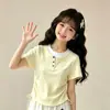 Conjunto de Duas Peças Casual de Calça de Renda com Laço para Meninas, Estilo Preppy, Moderno e Personalizado, com Top Plissado