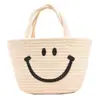 Bolsa de Palha Feminina de Nicho Francês Bolsa de Mão Trançada com Corda de Algodão Bolsa para Sair para a Praia para Férias Bolsa de Praia Fofa Pequena